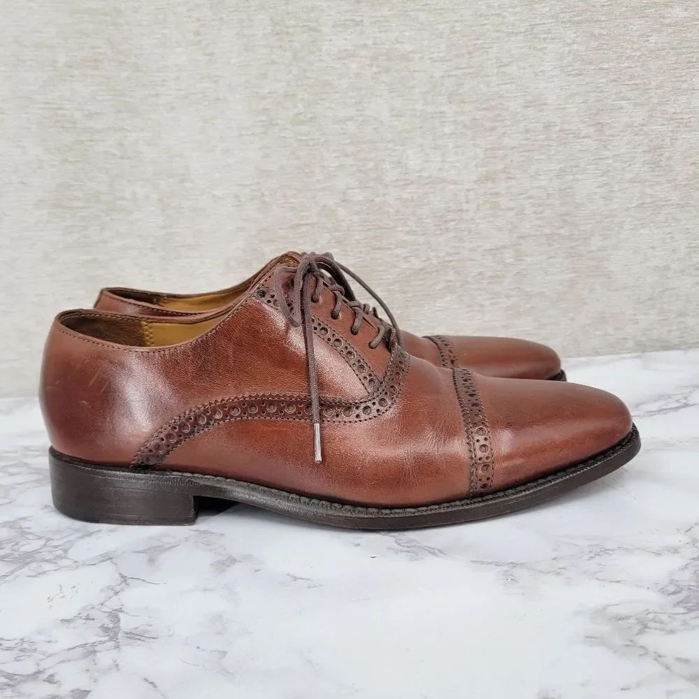 Cole Haan Nike Air Classic Brown Leather  Men's Dress Shoes Brogue Cap Toe